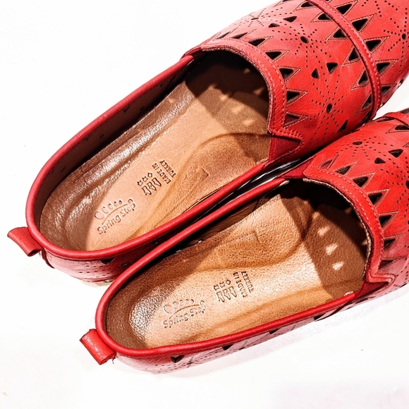 Spring Step Fusaro Flat Red Leather Cut Outs Slip-On Loafers Women’s 42 EU 11 US - Picture 7 of 11